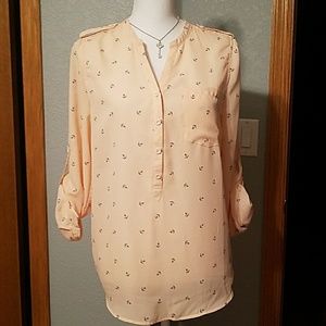 Anchor print top/tunic, sz L, peach